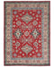 5x7 Red Kuba Afghan Hand Knotted Wool Area Rug